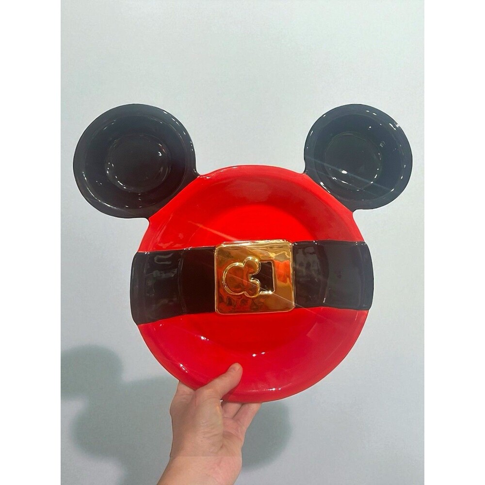 Mickey Mouse Christmas Santa Belt Chip & Dip Platter Ceramic Disney Theme Park